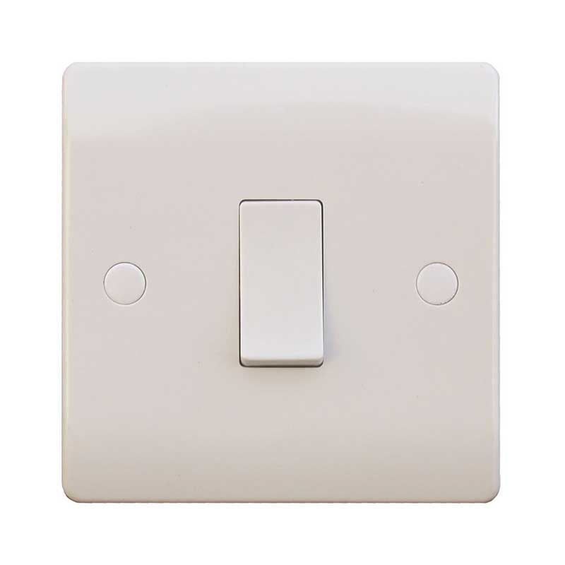 1 Gang 1 Way 10A White Wall Switch