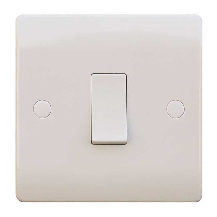 1 Gang Double Pole White Wall Switch 10A