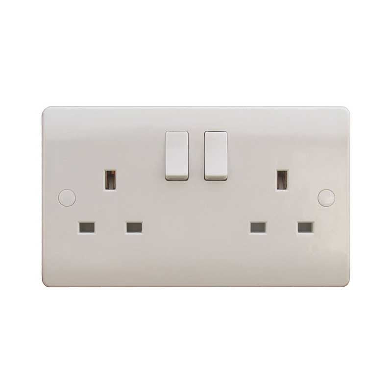2 Gang 13A White Switched Socket